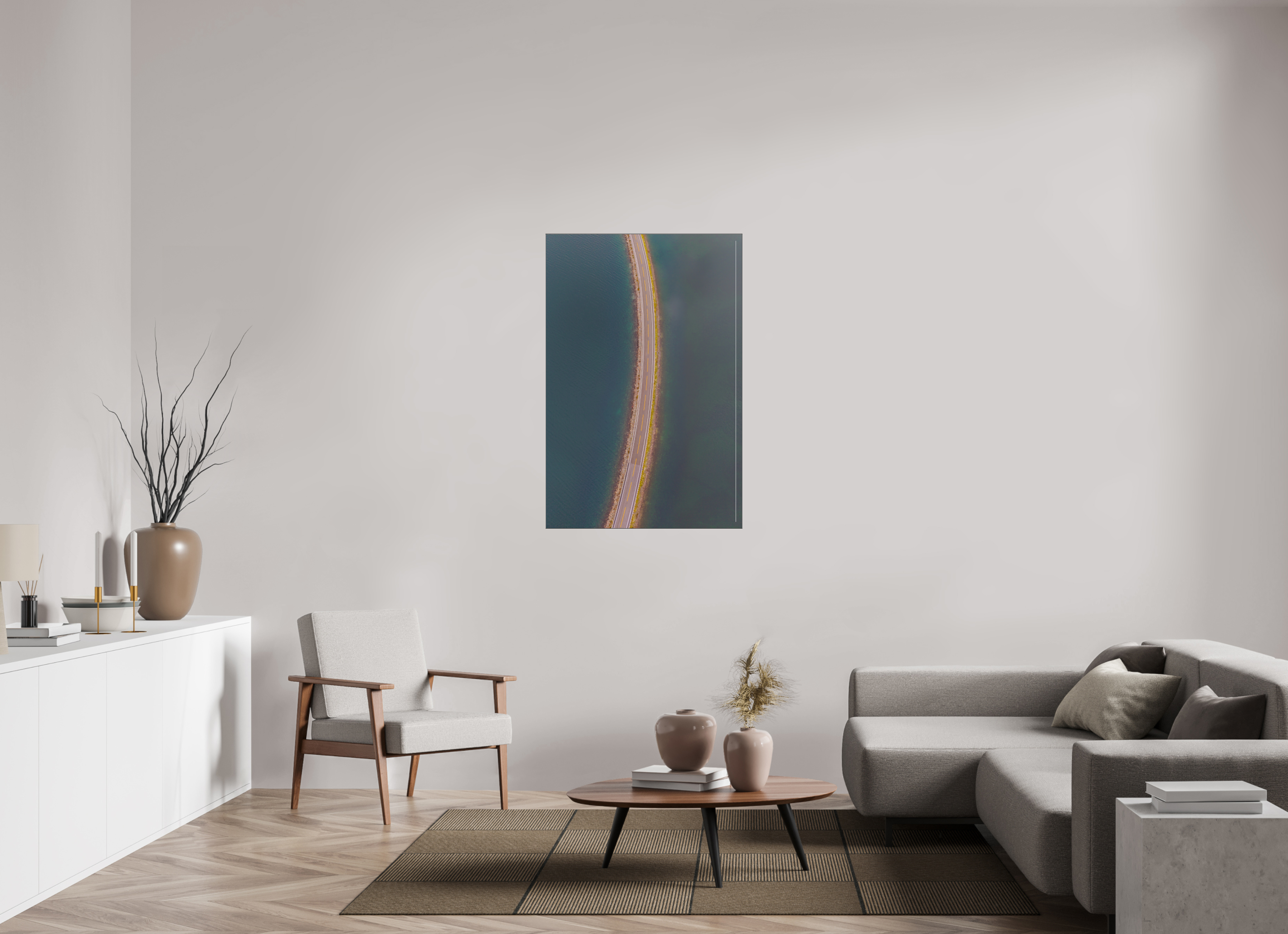 80 x 120 cm, Foto-Abzug hinter Acrylglas glänzend Road Through Water