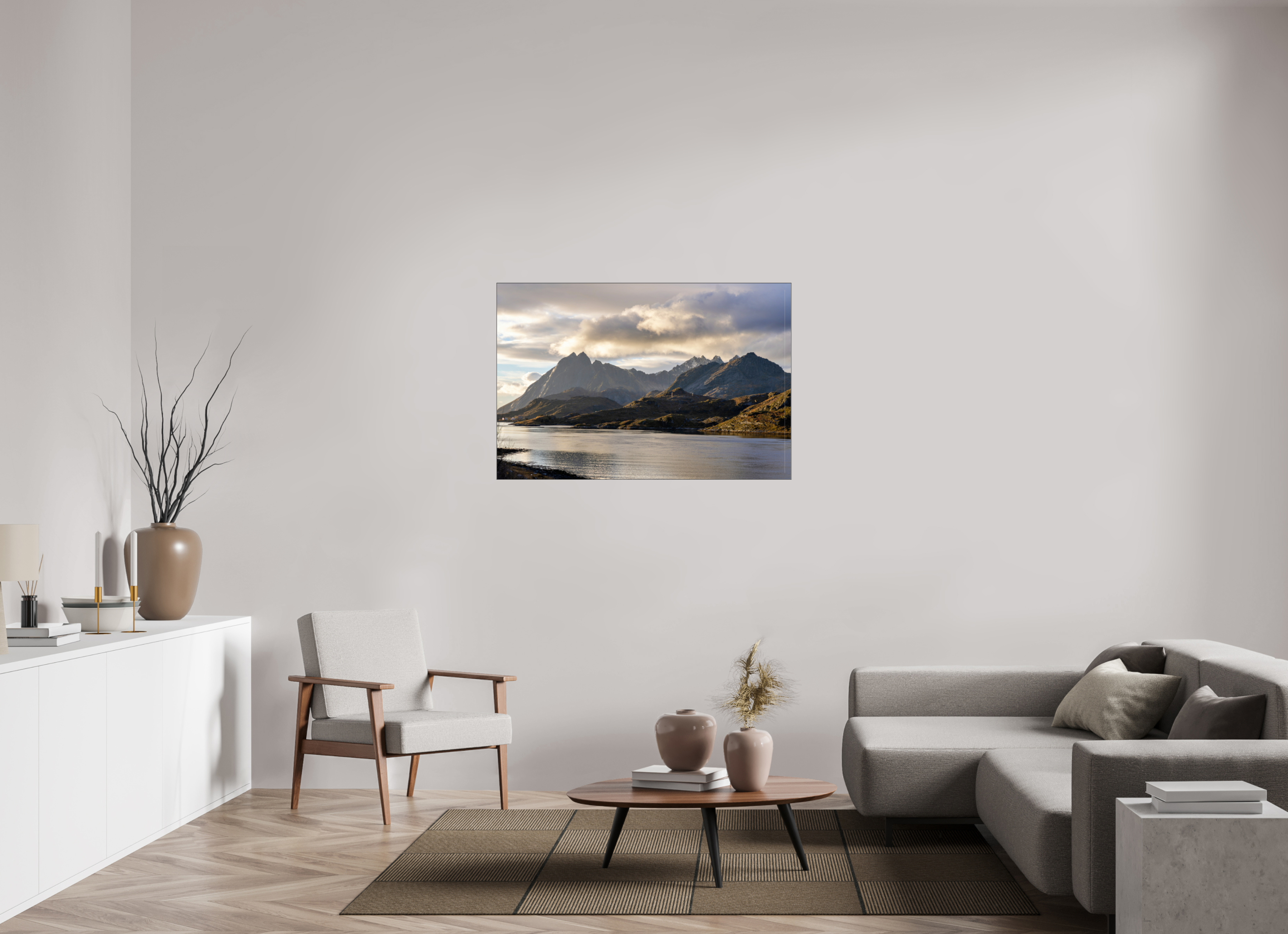 120 x 80 cm, Foto-Abzug hinter Acrylglas glänzend Dusk over the Lake