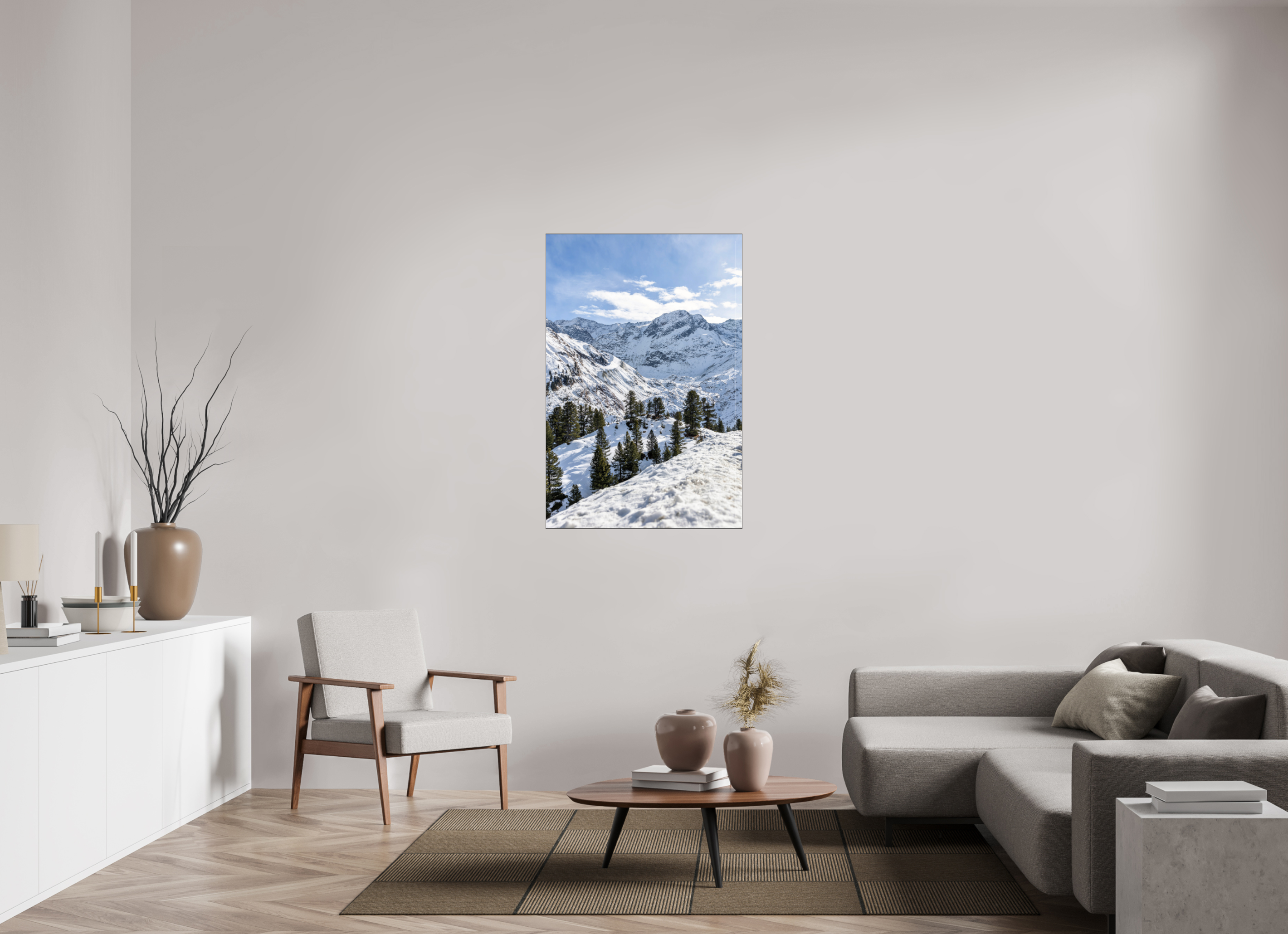 80 x 120 cm, Foto-Abzug hinter Acrylglas glänzend Alpine Frame