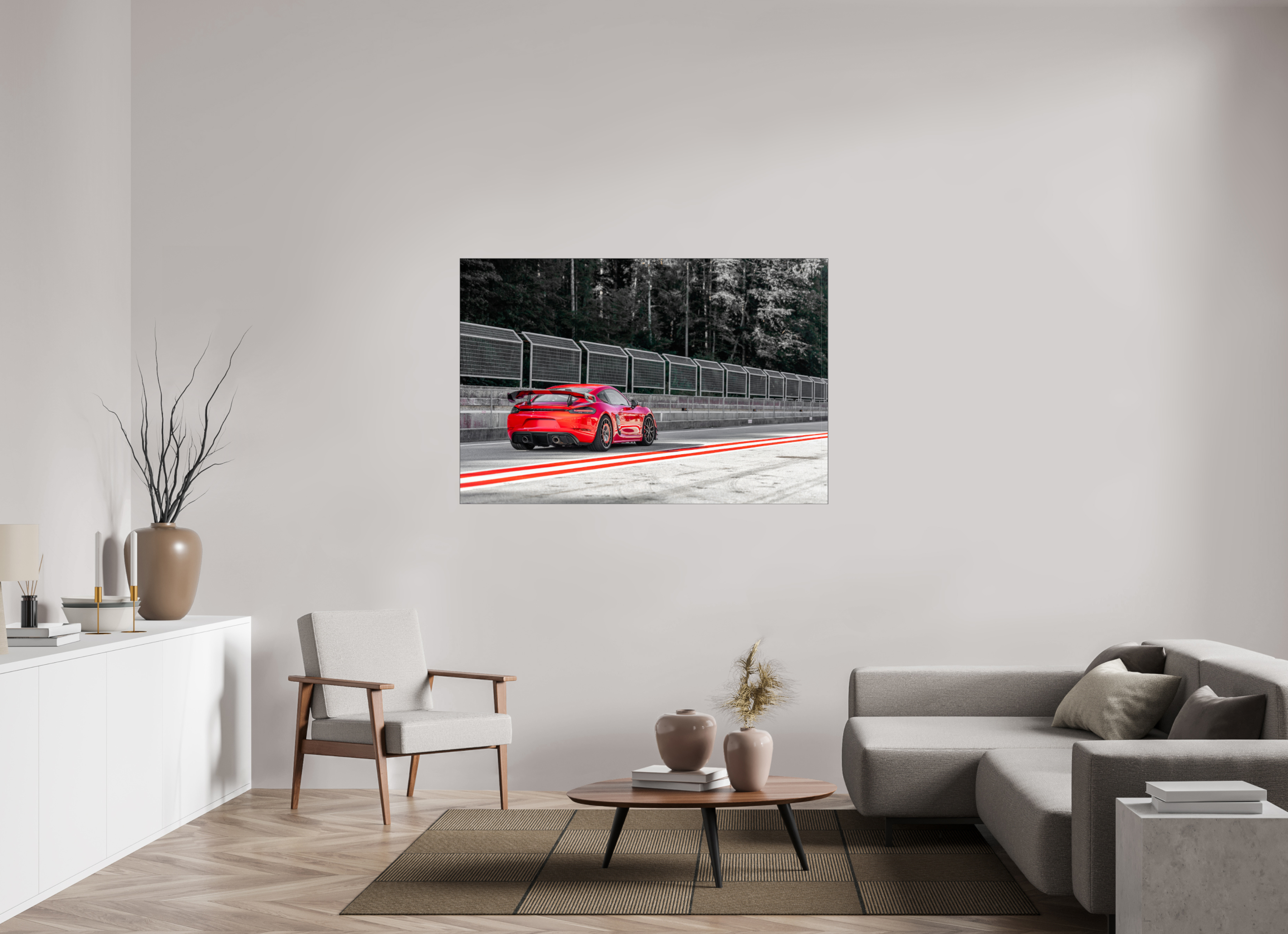 150 x 100 cm, Foto-Abzug hinter Acrylglas glänzend Racing in Red