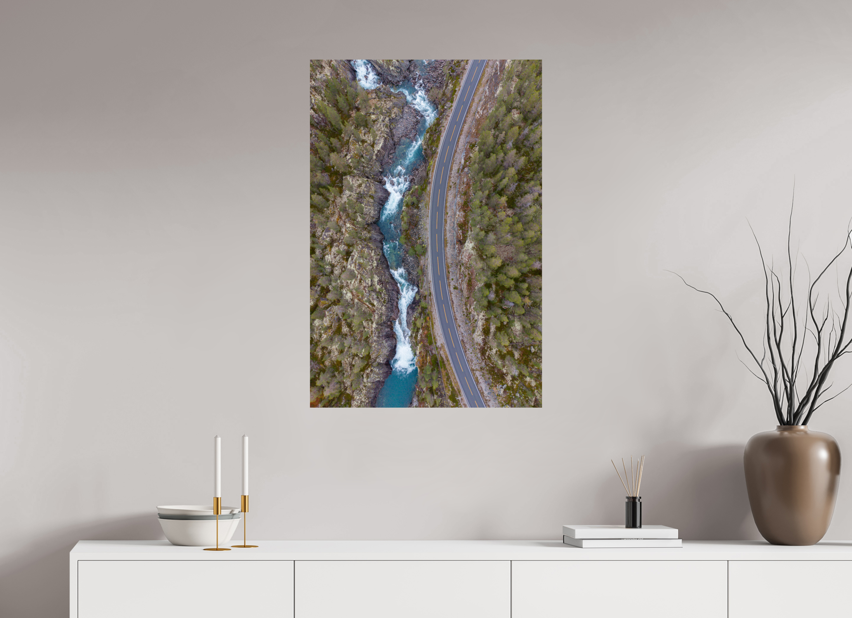 60 x 90 cm, Fine Art Print auf Alu-Dibond Aerial Rapids