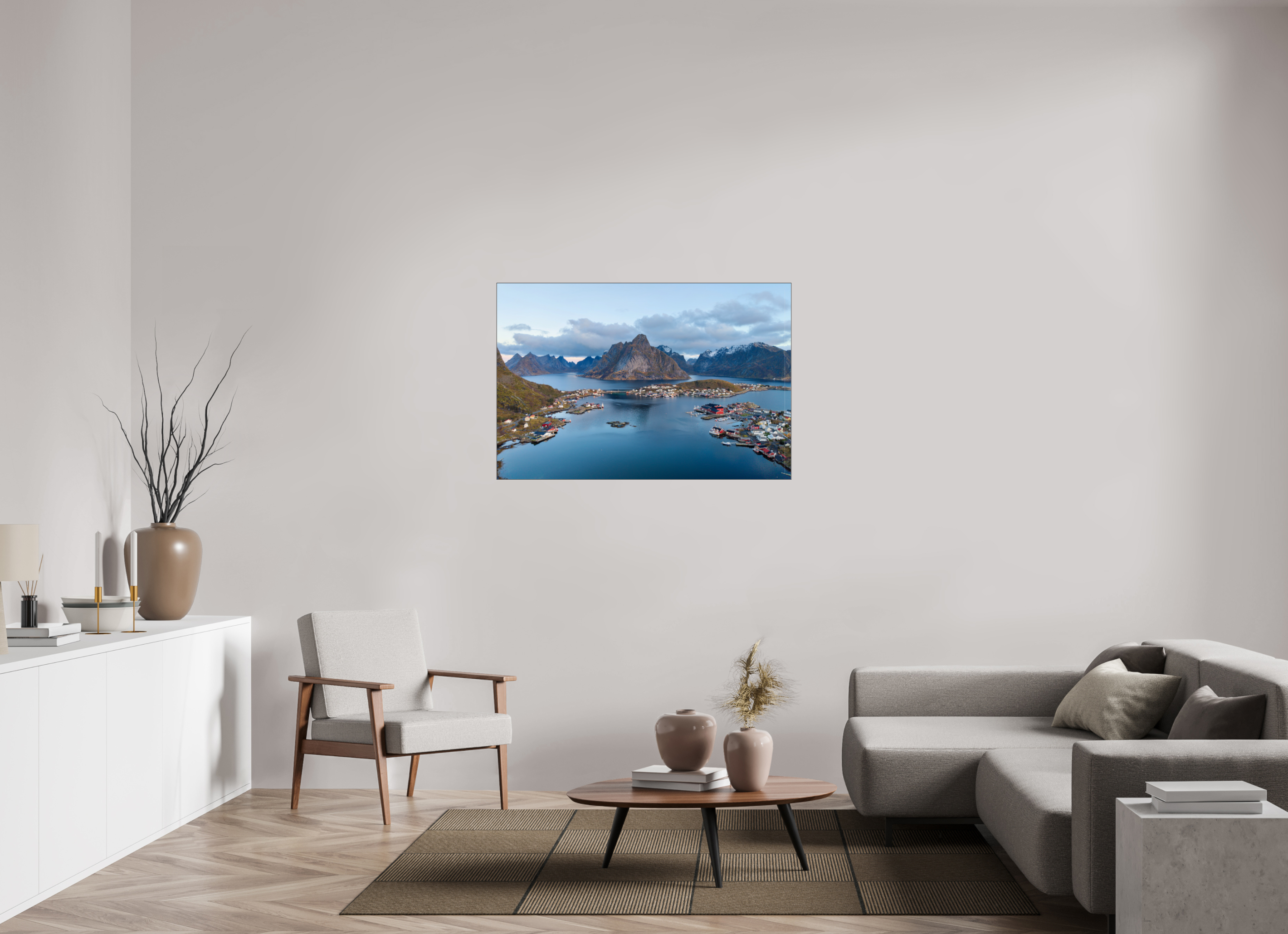 120 x 80 cm, Foto-Abzug hinter Acrylglas glänzend Between Sea and Peaks