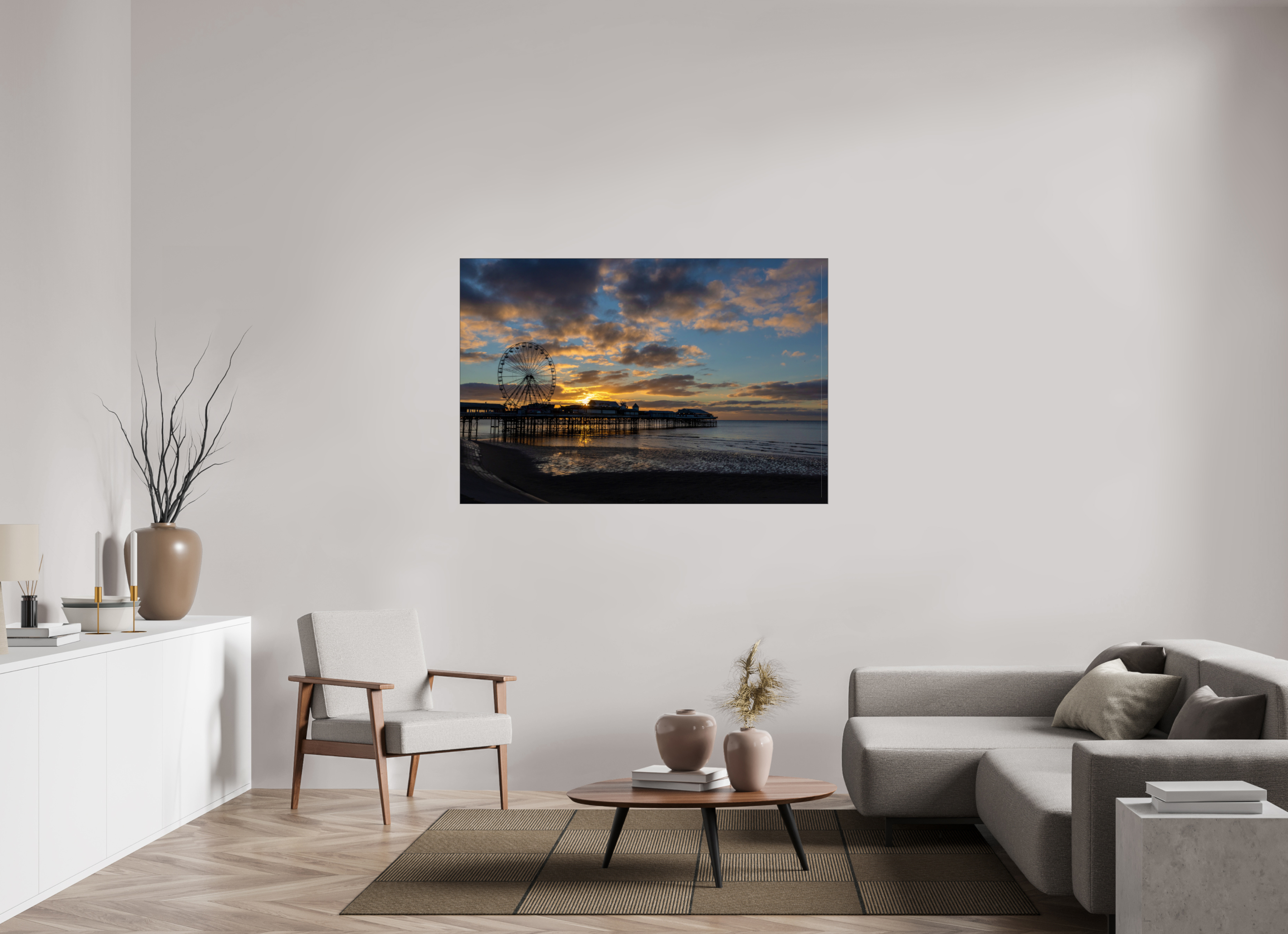 150 x 100 cm, Foto-Abzug hinter Acrylglas glänzend Golden Hour Pier