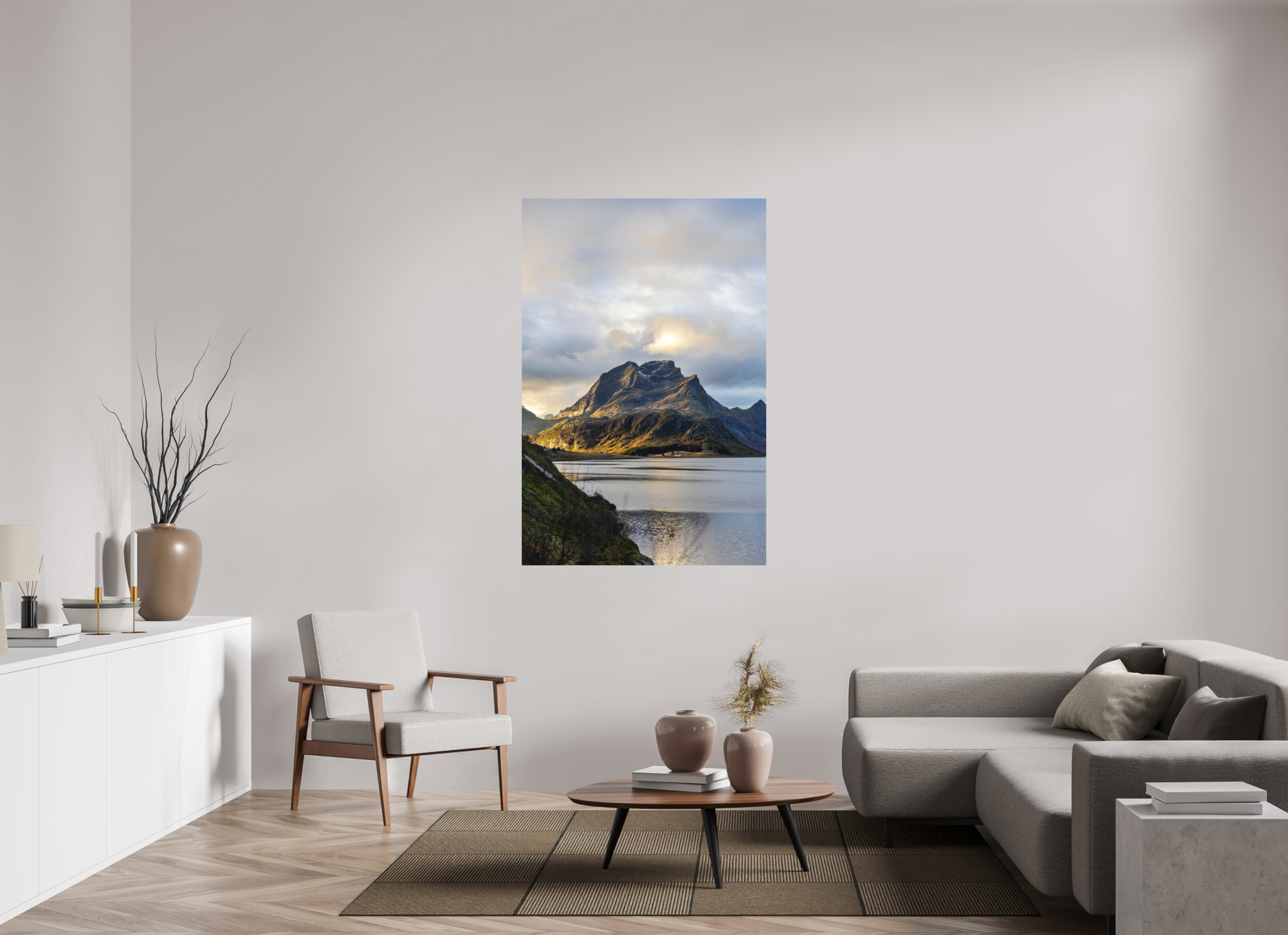 100 x 150 cm, Fine-Art Matt Light over the Peaks