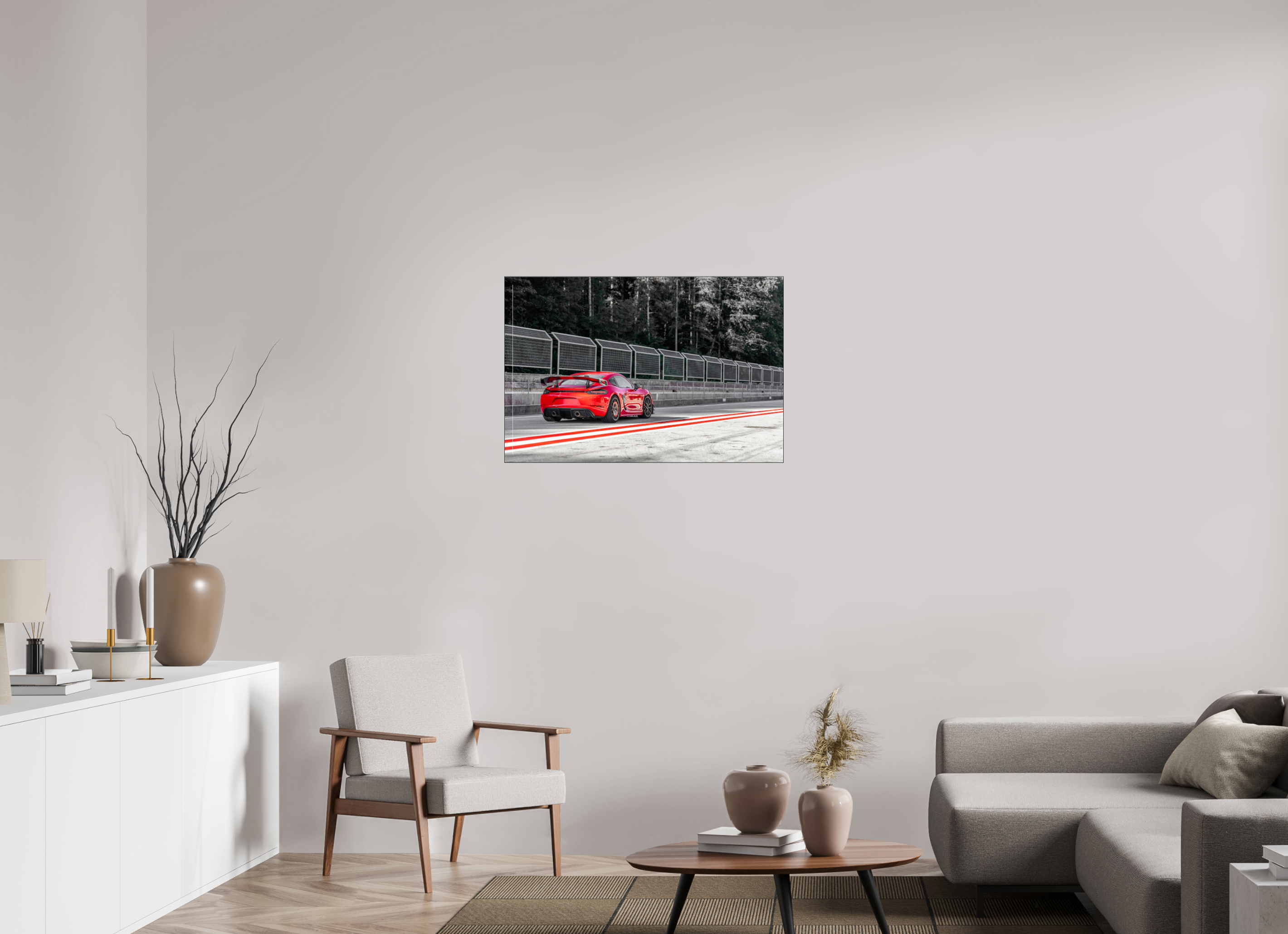 90 x 60 cm, Foto-Abzug hinter Acrylglas glänzend Racing in Red