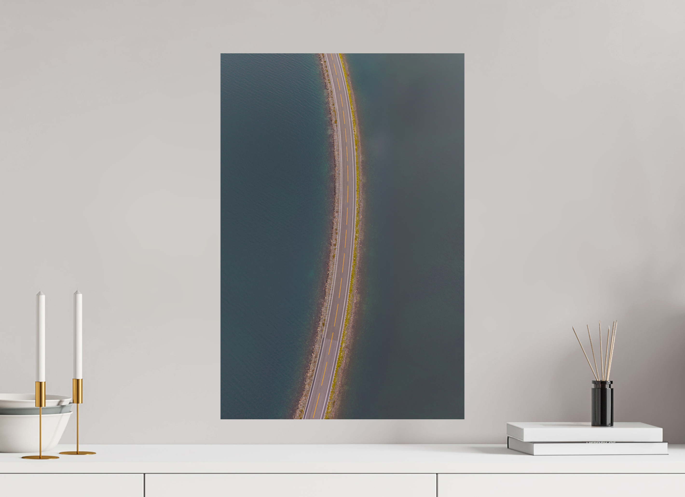 40 x 60 cm, Fine Art Print auf Alu-Dibond Road Through Water