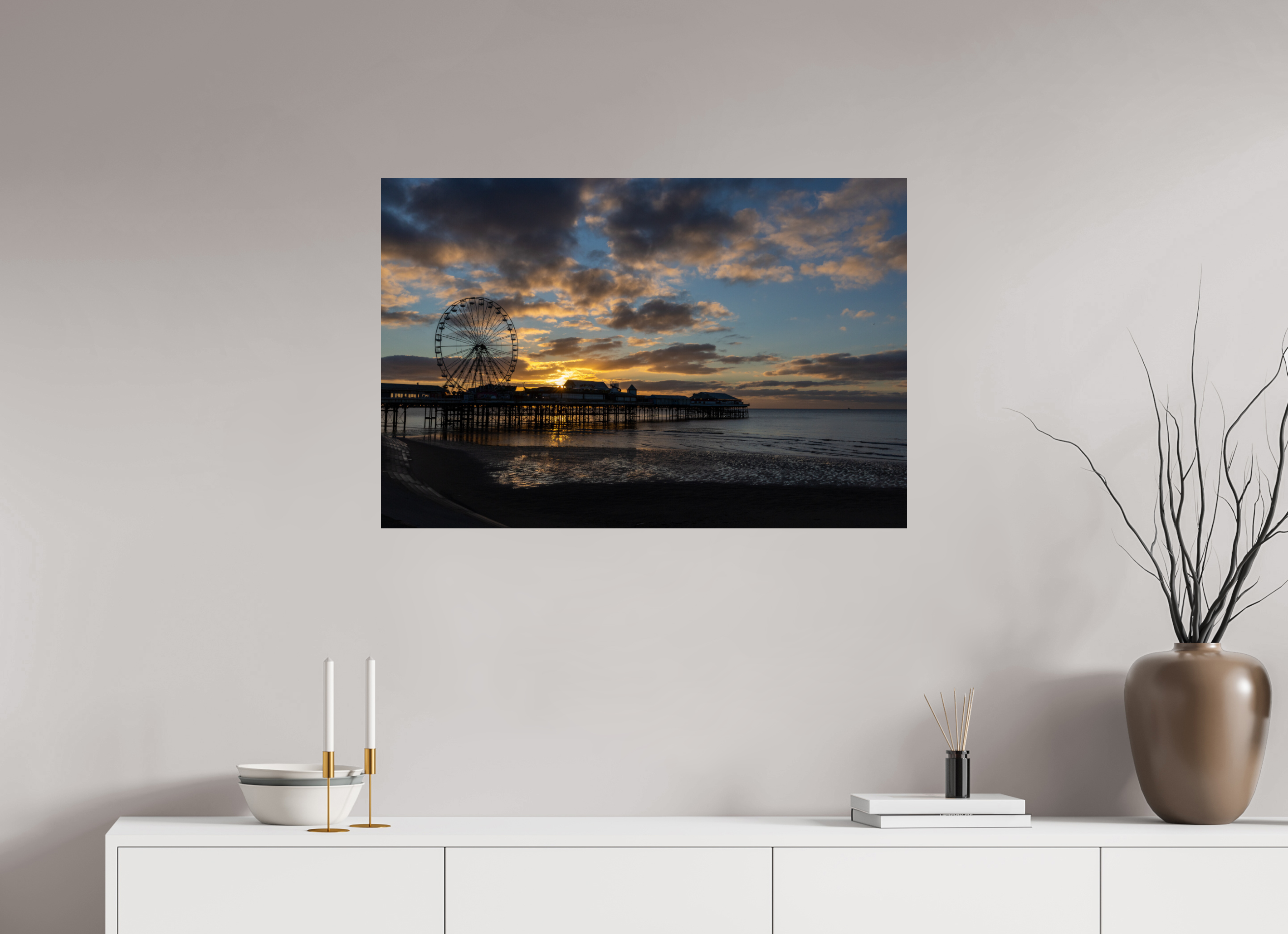 90 x 60 cm, Fine Art Print auf Alu-Dibond Golden Hour Pier