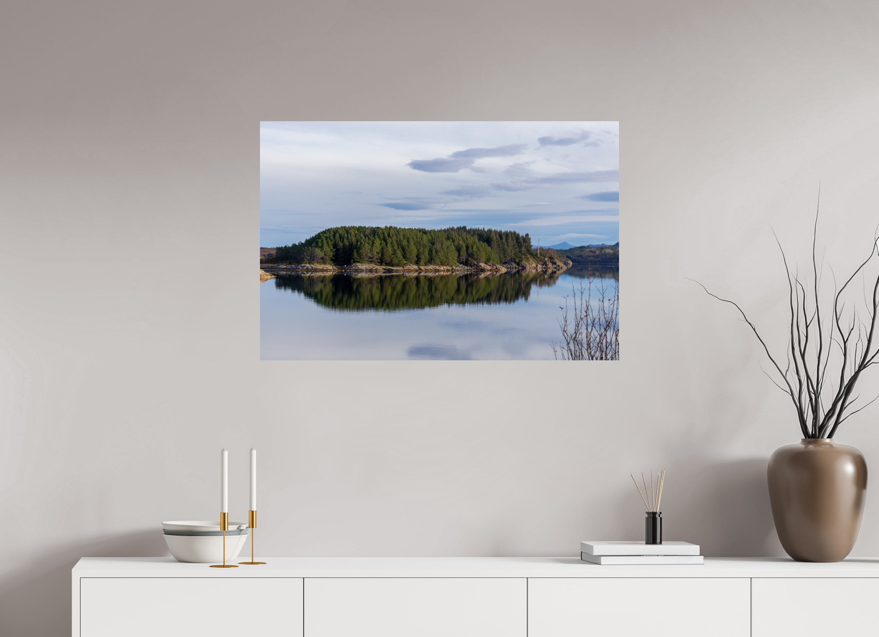 90 x 60 cm, Fine Art Print auf Alu-Dibond Mirror Island