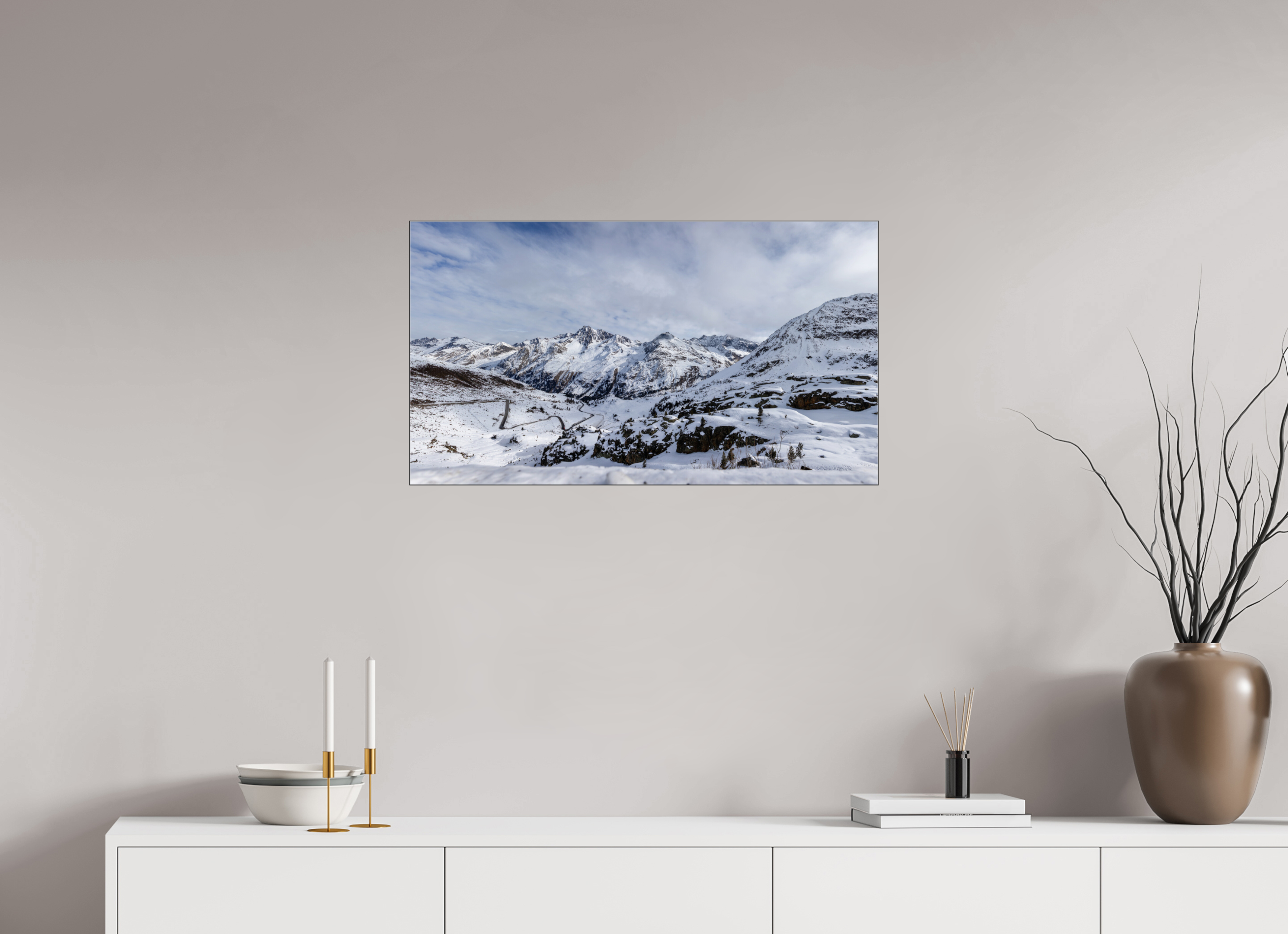 80 x 45 cm, Foto-Abzug hinter Acrylglas glänzend Alpine Panorama