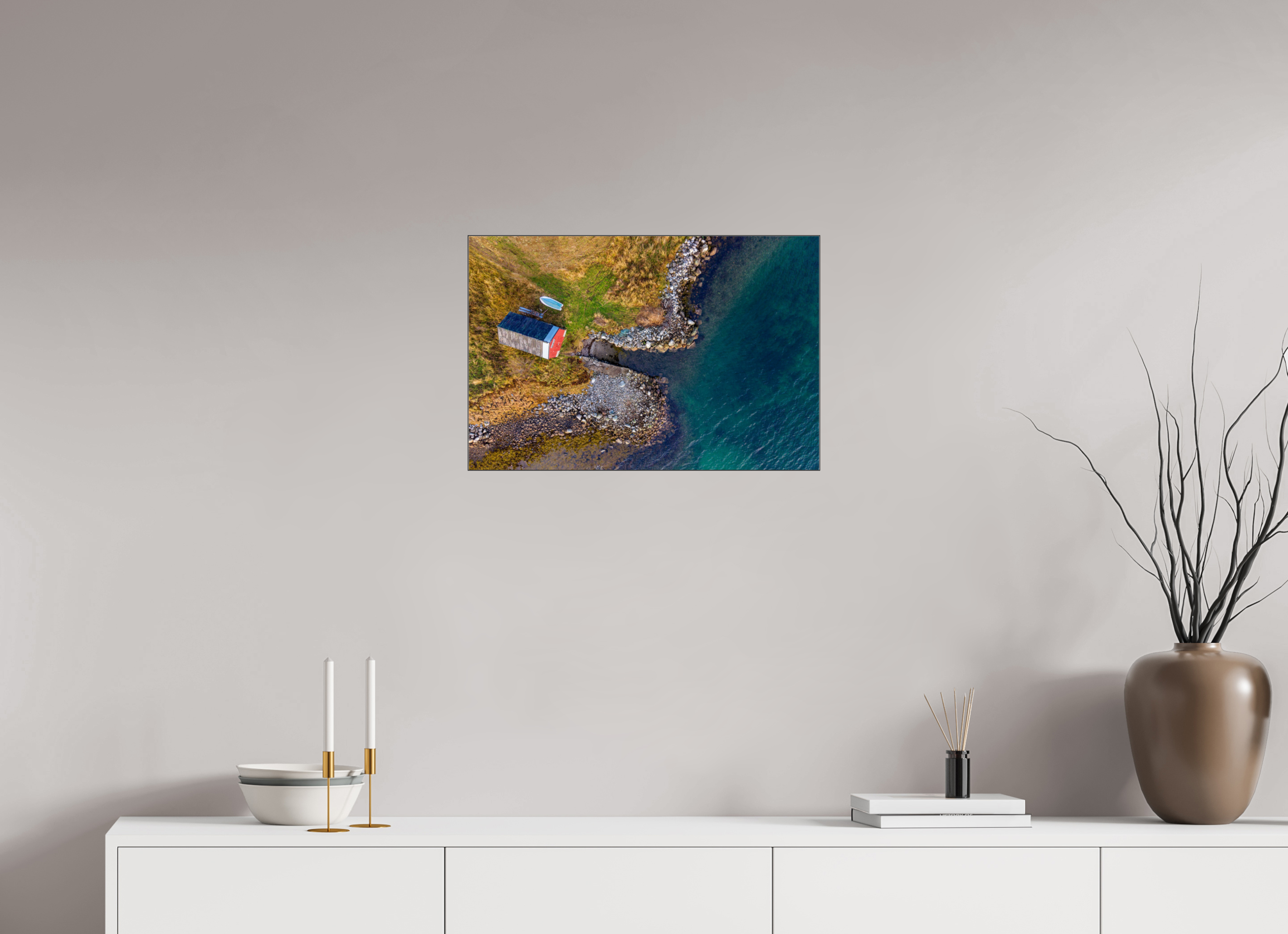 60 x 40 cm, Foto-Abzug hinter Acrylglas glänzend Lakeside Shack