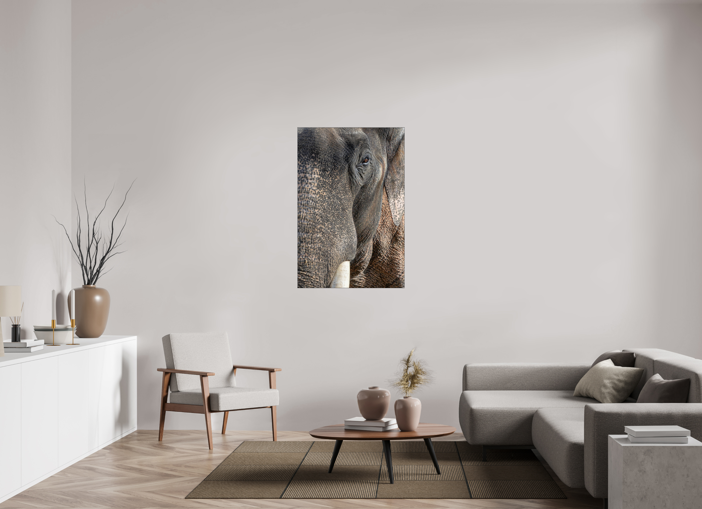 80 x 120 cm, Foto-Abzug hinter Acrylglas glänzend Soul of the Elephant
