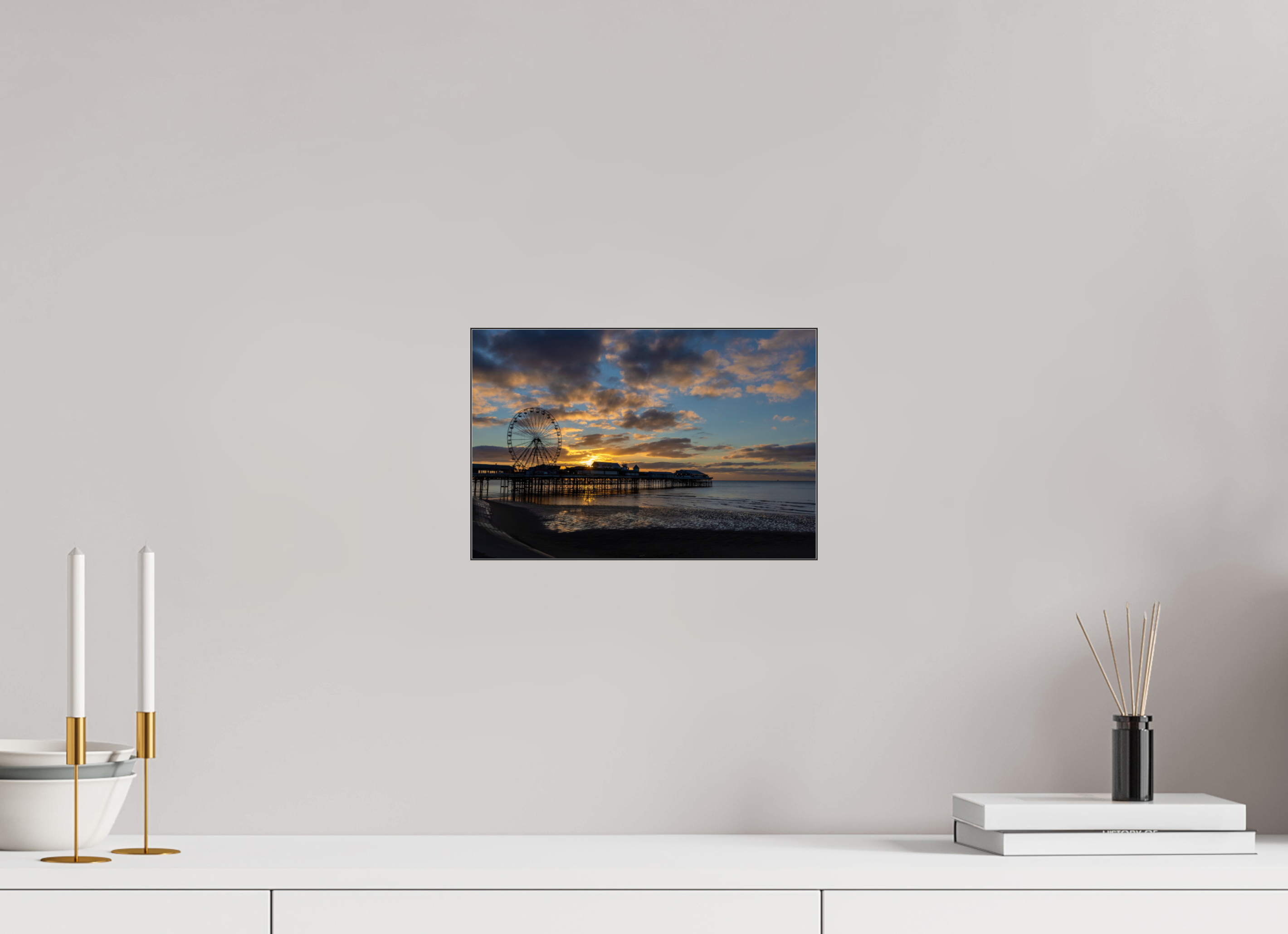 30 x 20 cm, Foto-Abzug hinter Acrylglas glänzend Golden Hour Pier