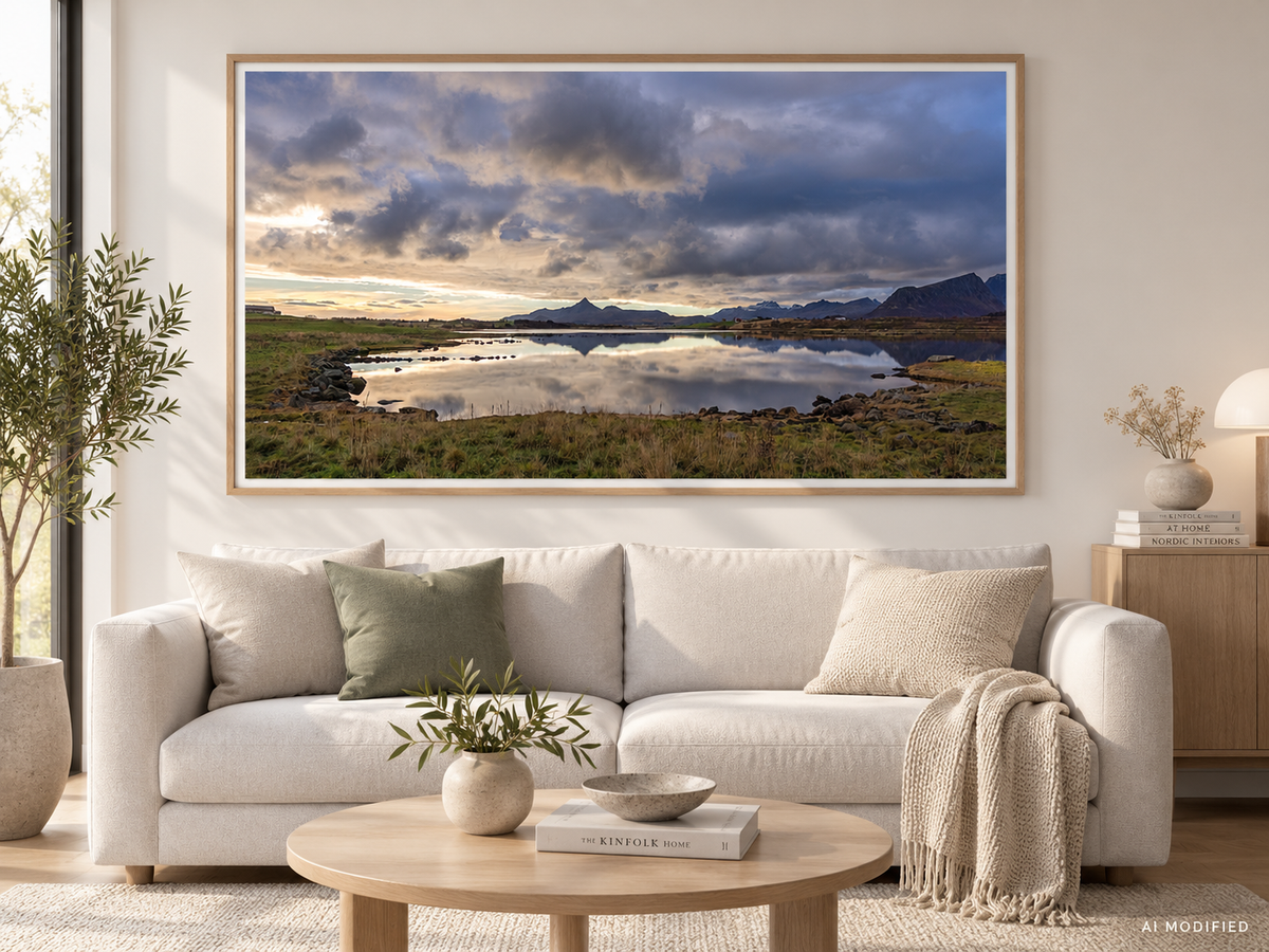 Landschaftsfotografie als Wandbild in einem modernen Wohnraum