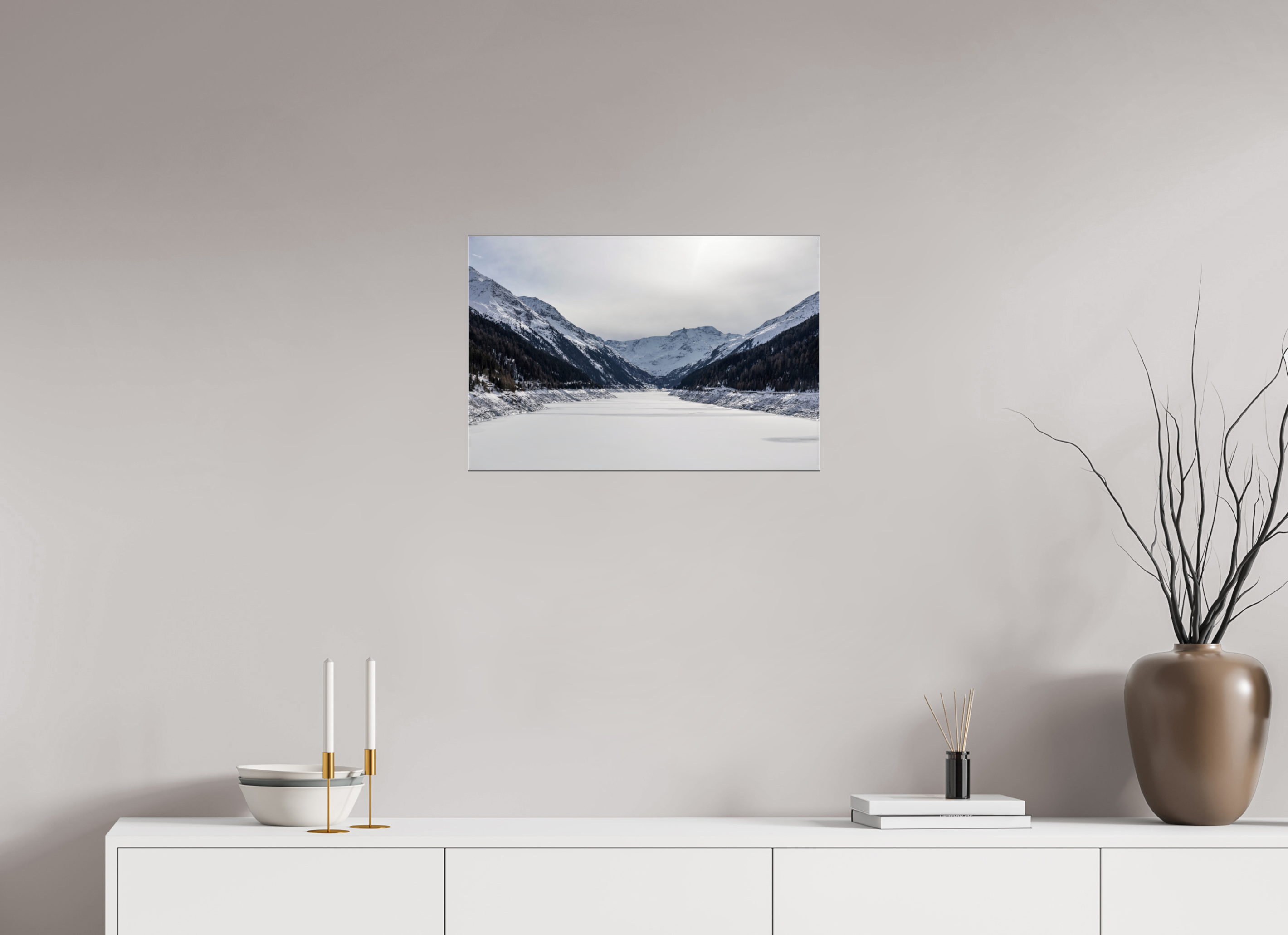 60 x 40 cm, Foto-Abzug hinter Acrylglas glänzend Frozen Reservoir