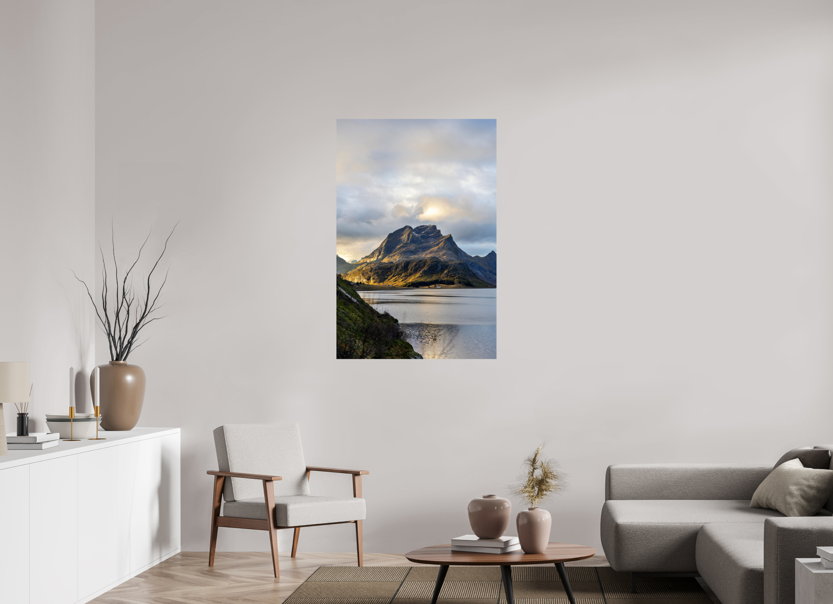 80 x 120 cm, Fine Art Print auf Alu-Dibond Light over the Peaks