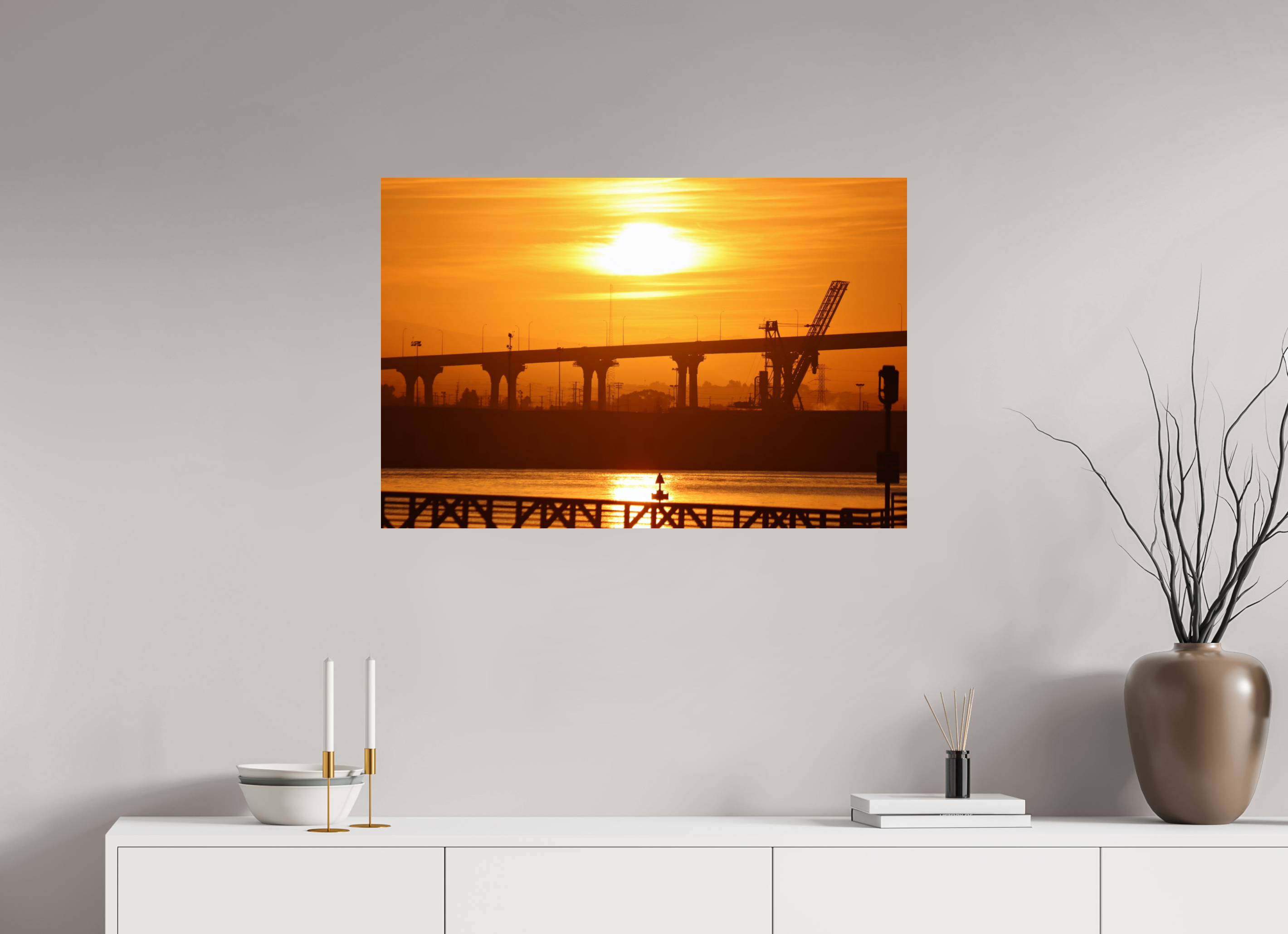 90 x 60 cm, Fine Art Print auf Alu-Dibond Golden Harbor