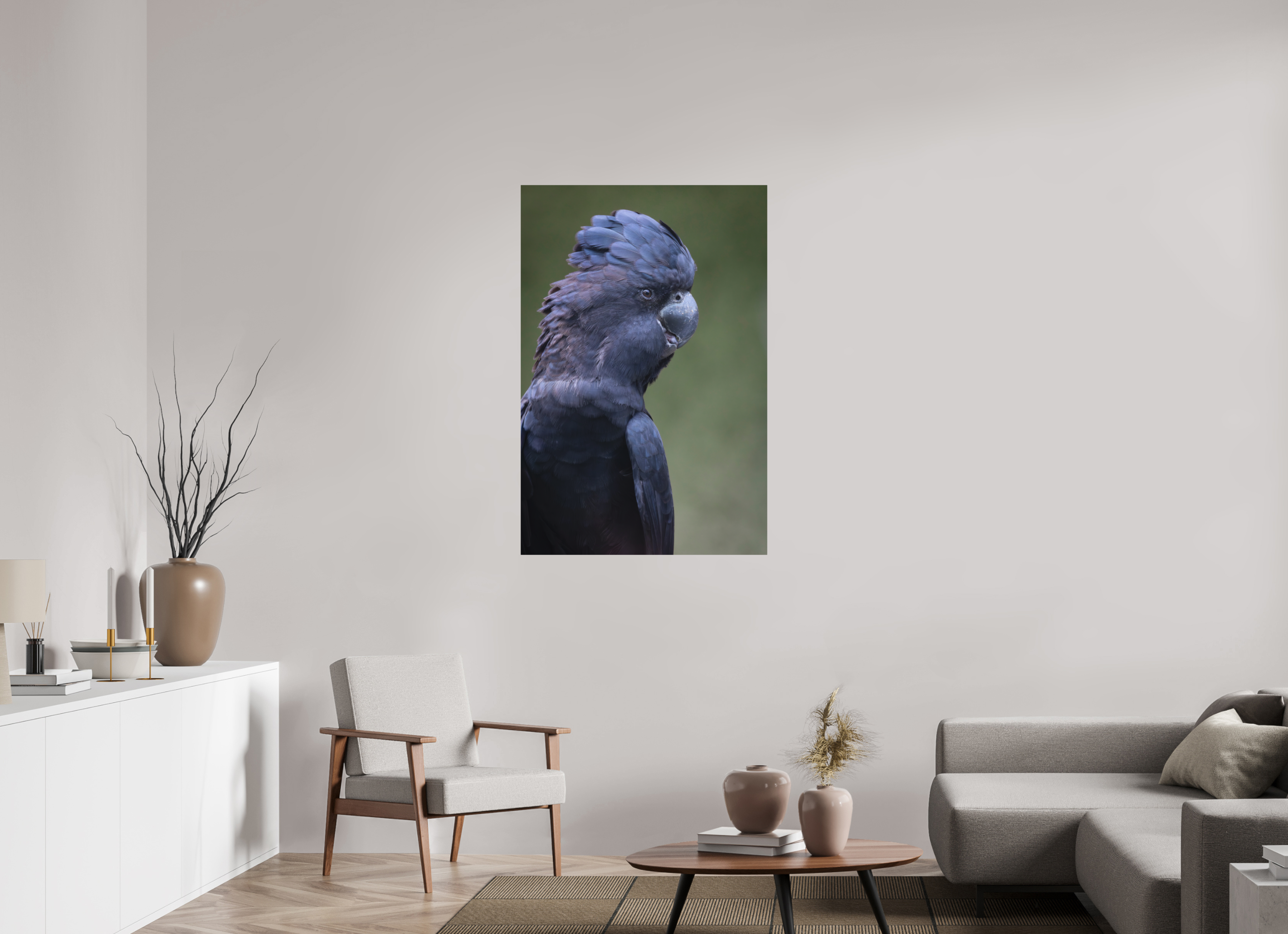 80 x 120 cm, Fine-Art Print Matt Profile of the Black Cockatoo