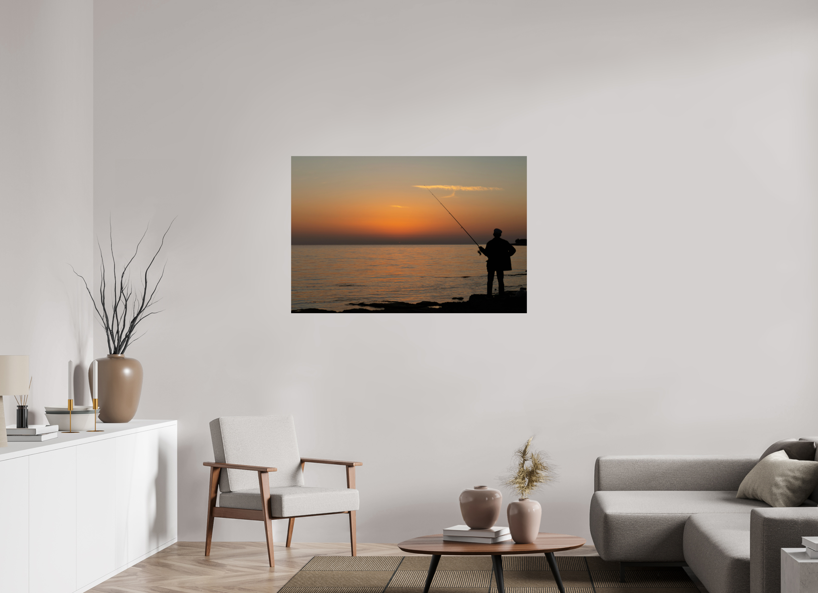 120 x 80 cm, Fine Art Print auf Alu-Dibond Golden Hour Fishing