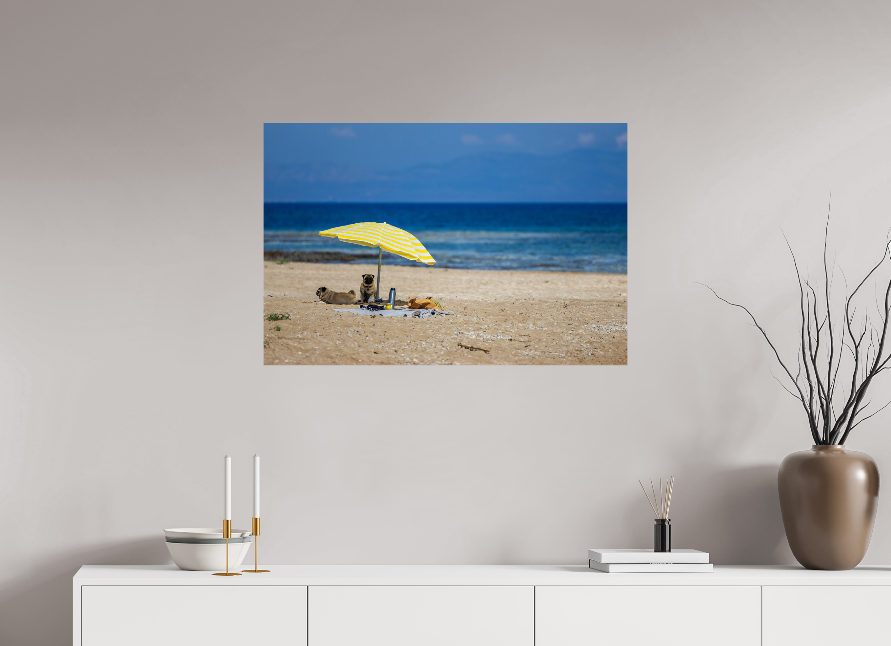 90 x 60 cm, Fine Art Print auf Alu-Dibond Pug Paradise