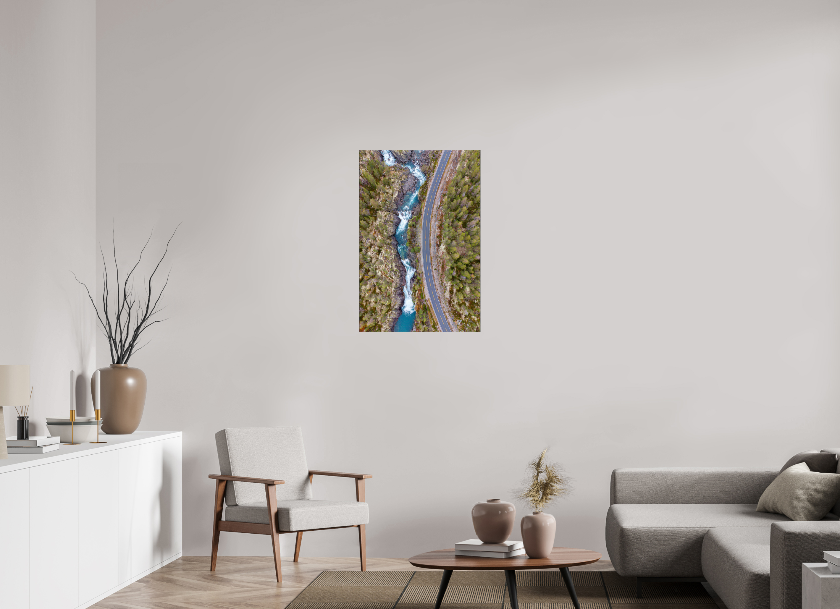 60 x 90 cm, Foto-Abzug hinter Acrylglas glänzend Aerial Rapids