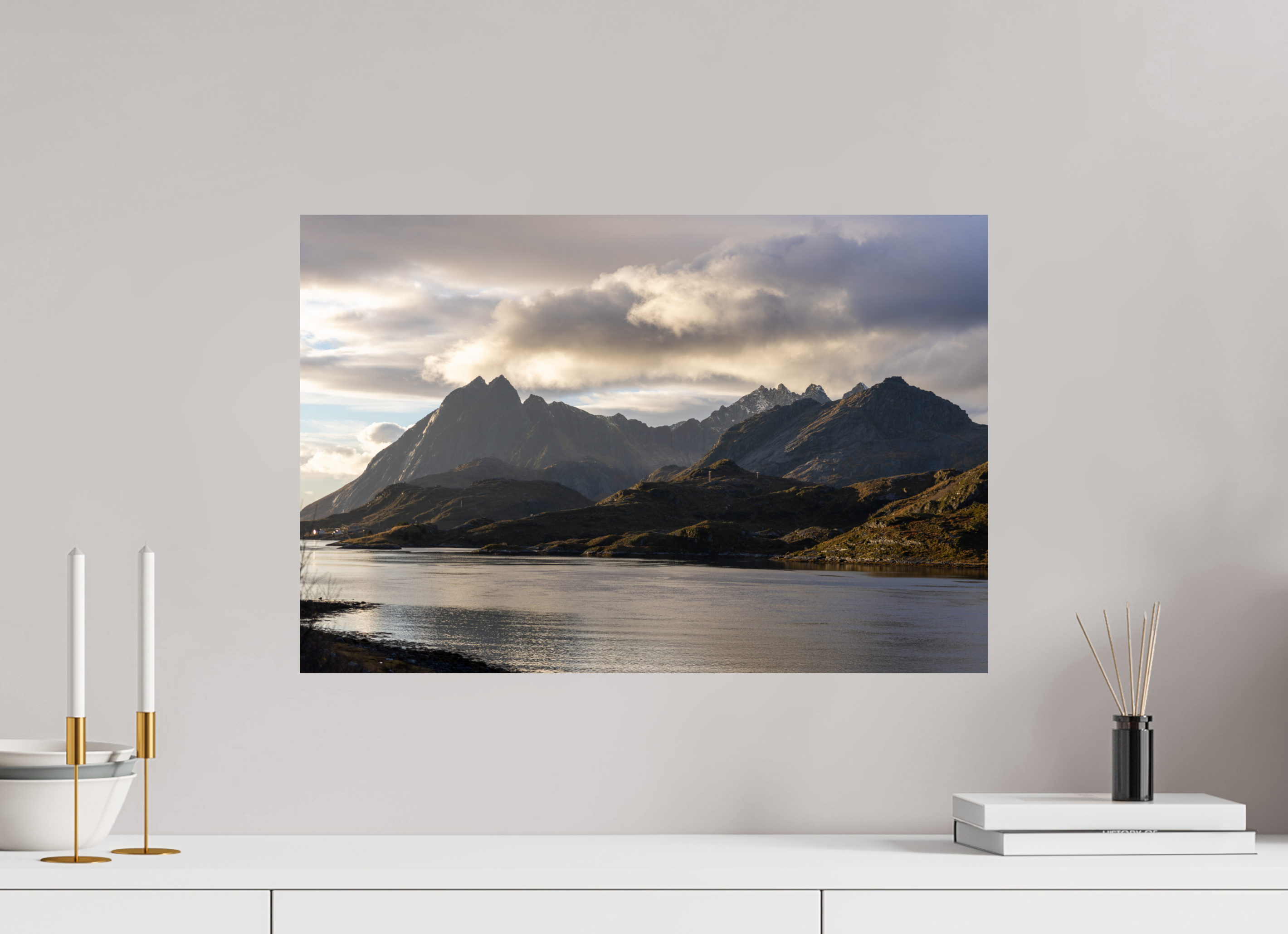 60 x 40 cm, Fine Art Print auf Alu-Dibond Dusk over the Lake