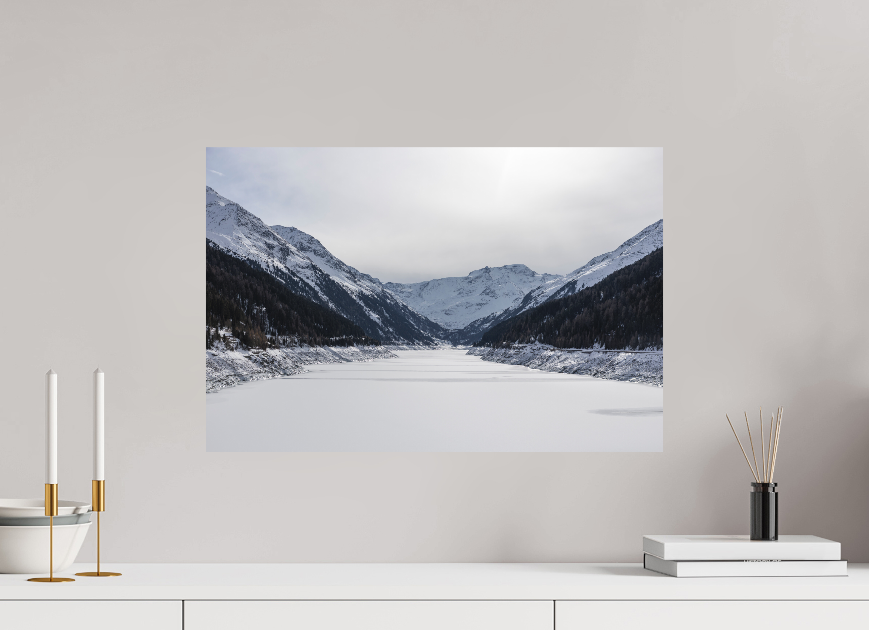 60 x 40 cm, Fine-Art Print Matt Frozen Reservoir