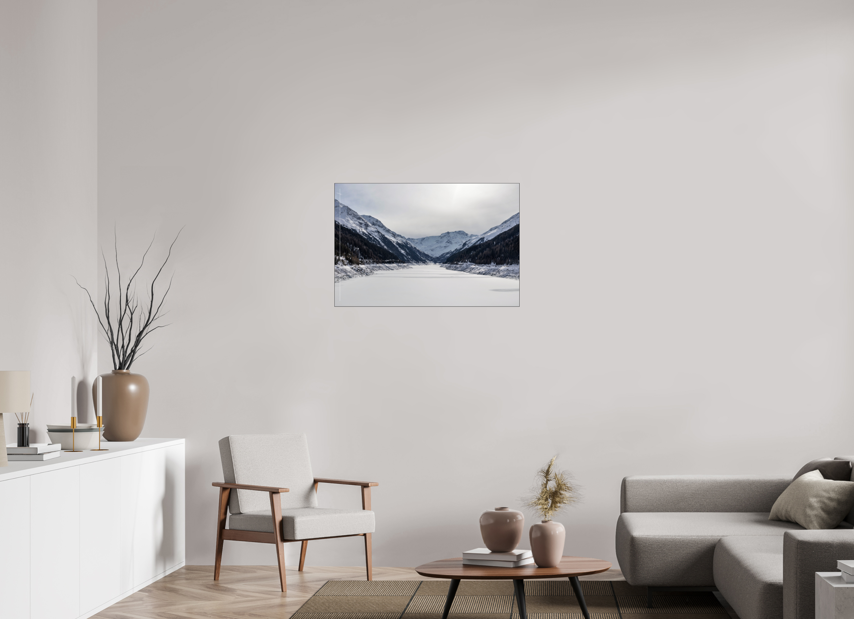 90 x 60 cm, Foto-Abzug hinter Acrylglas glänzend Frozen Reservoir
