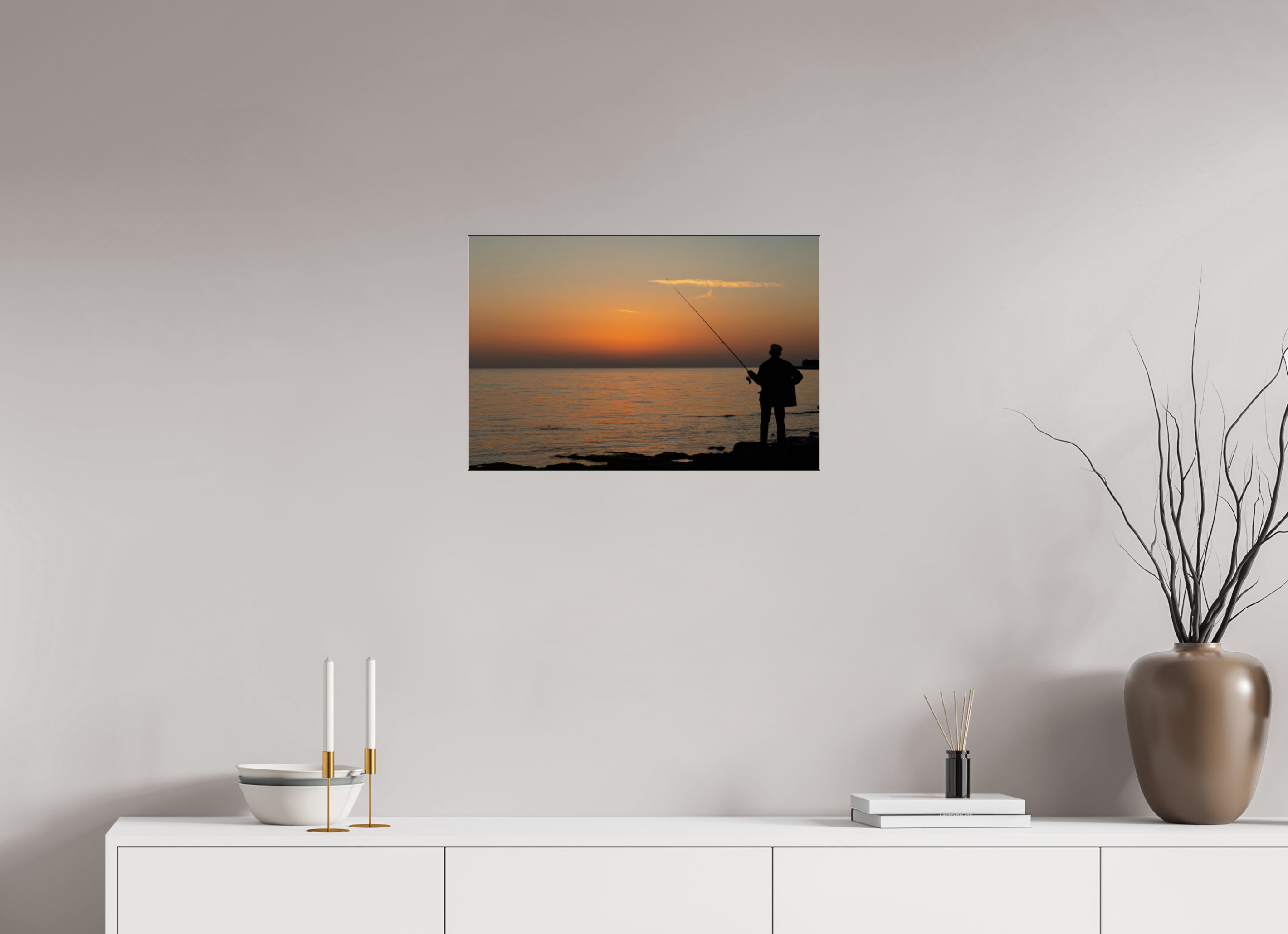 60 x 40 cm, Foto-Abzug hinter Acrylglas glänzend Golden Hour Fishing