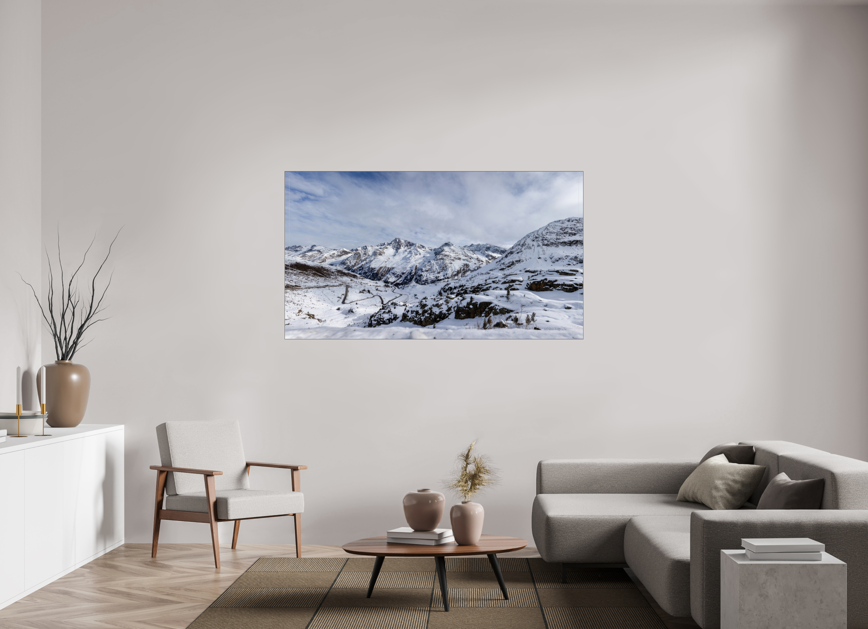 176 x 99 cm, Foto-Abzug hinter Acrylglas glänzend Alpine Panorama