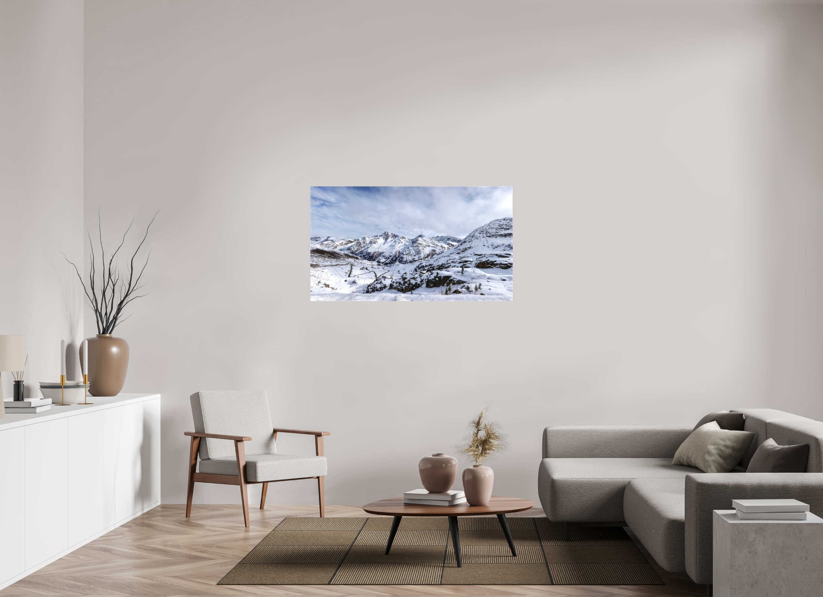 128 x 72 cm, Leinwand Alpine Panorama