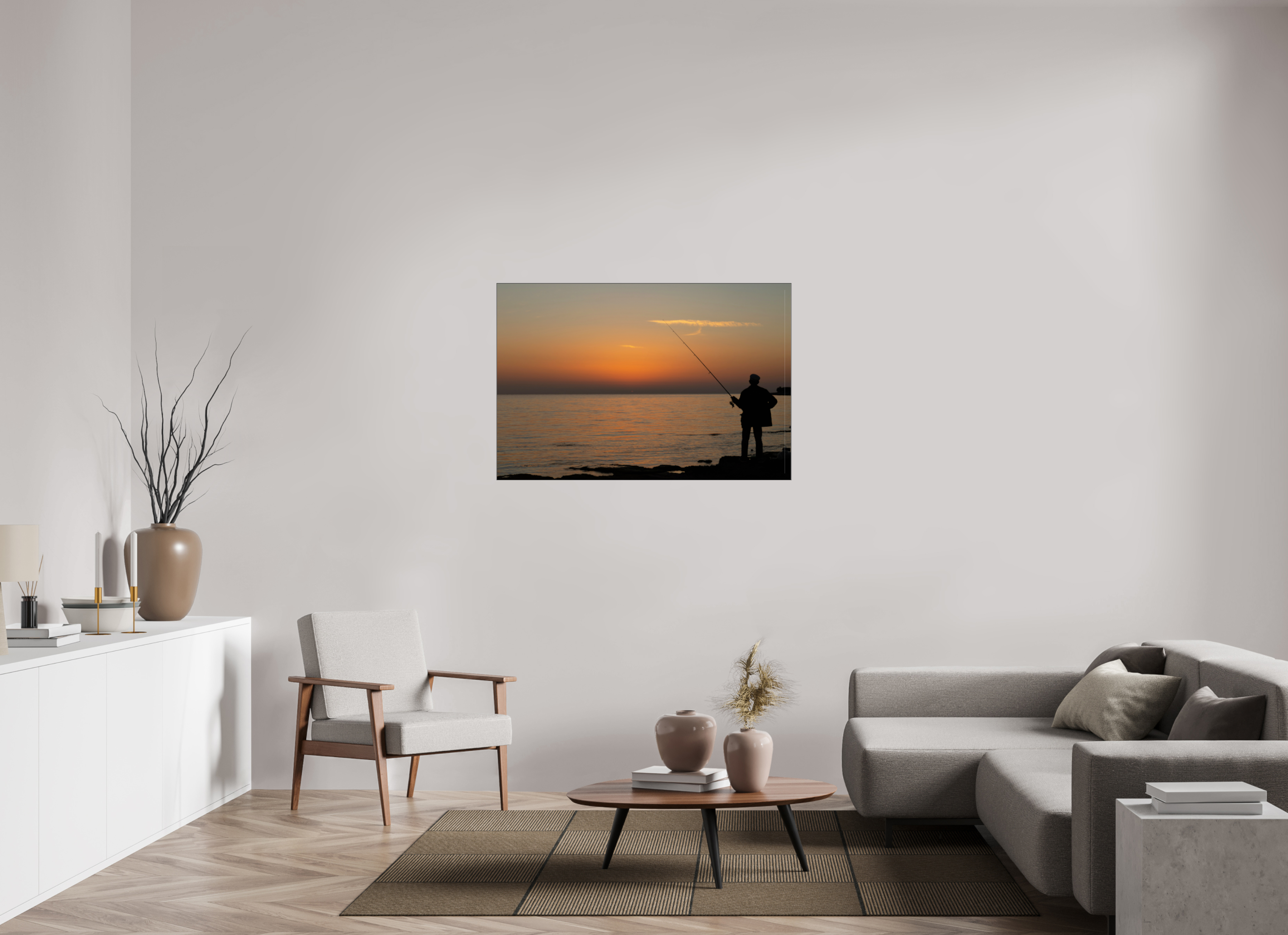 120 x 80 cm, Foto-Abzug hinter Acrylglas glänzend Golden Hour Fishing