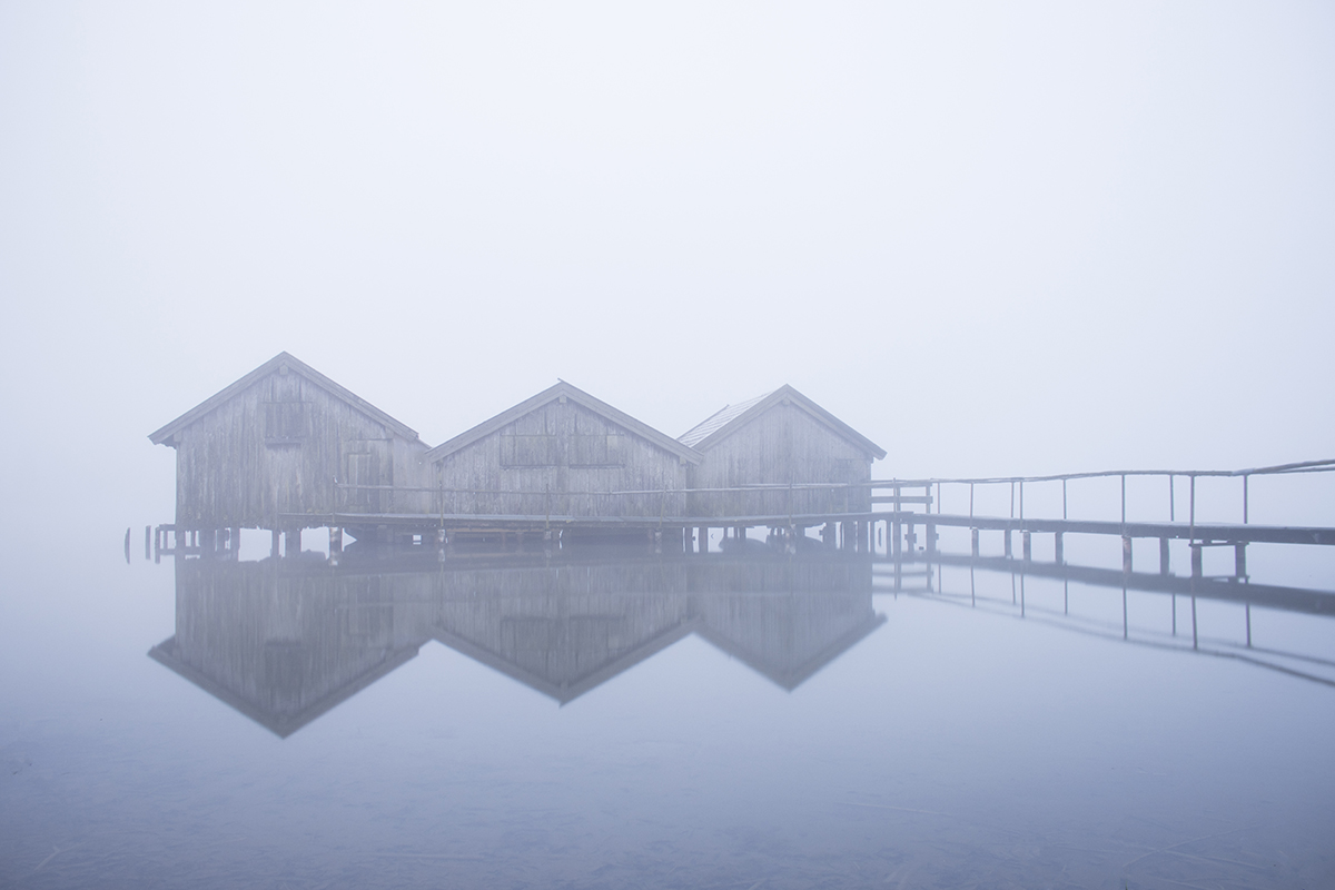 Kochelsee See Nebel Bottshaus